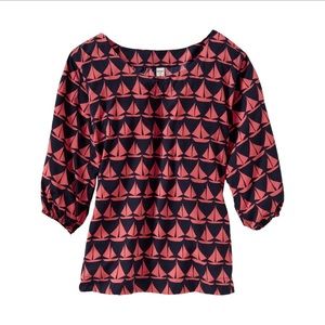 OLD NAVY Sailboat Print 3/4 Sleeve Blouse Sz L